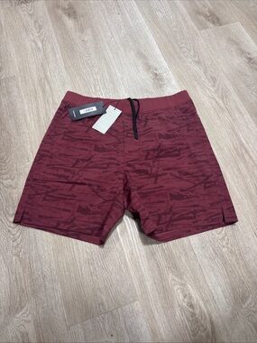 Public Rec Flex Short Mens 36x7.5" Maroon Camo Hybrid Athletic NWT